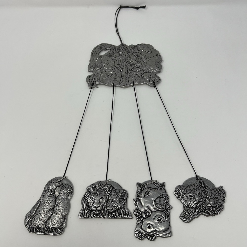 Carson Pewter Wind Chime Noah's Ark Animals Vintage 1993 Religious‎ Garden Bells